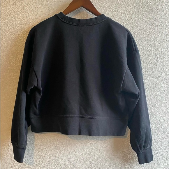 Nike Cropped Black Sweatshirt with Center Terrycloth Swoosh Detail Size XS - Picture 2 of 4